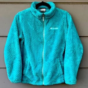 Brand New, Xtra Cuddly COLUMBIA Teal Fluffy Fleece Jacket, Youth XL (Ladies XS)